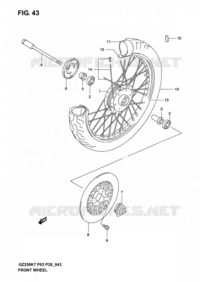 ROUE AVANT Suzuki MOTO 250 GZ 2006  GZ250K6(E03,E28,E33)