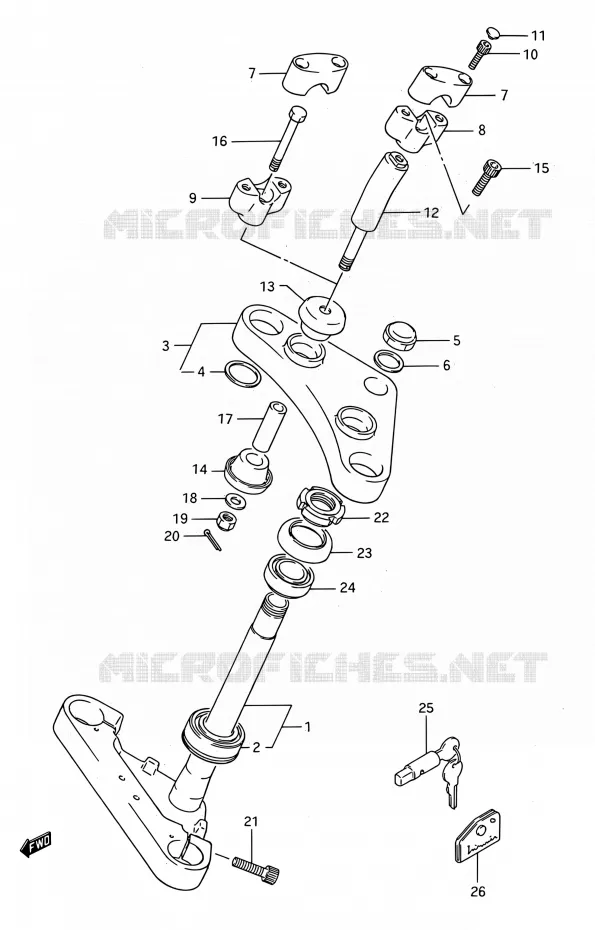 COLONNE DE DIRECTION Suzuki MOTO 650 BOULEVARD 1993  LS650 P (E03,E28,E33)