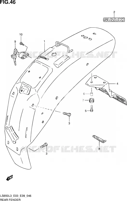 GARDE BOUE ARRIERE Suzuki MOTO 650 SAVAGE 2013  LS650 L3