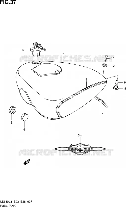 RESERVOIR D'ESSENCE (LS650L3 E03) Suzuki MOTO 650 SAVAGE 2013  LS650 L3