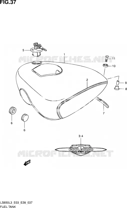 RESERVOIR D'ESSENCE (LS650L3 E03) Suzuki MOTO 650 SAVAGE 2013  LS650 L3