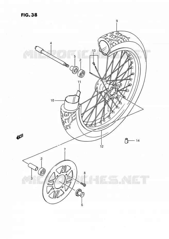 ROUE AVANT Suzuki MOTO 650 SAVAGE 1988  LS650FJ/LS650PJ(E04,E18,E22,E34,E75,E77)