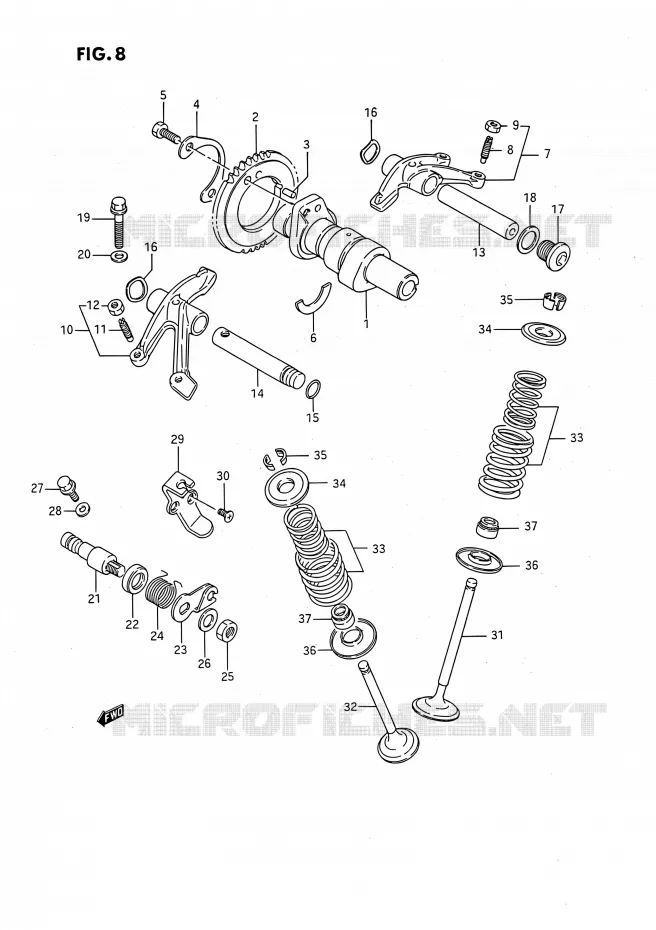 ARBRE A CAMES - VALVE Suzuki MOTO 650 SAVAGE 1990  LS650PL(E24)