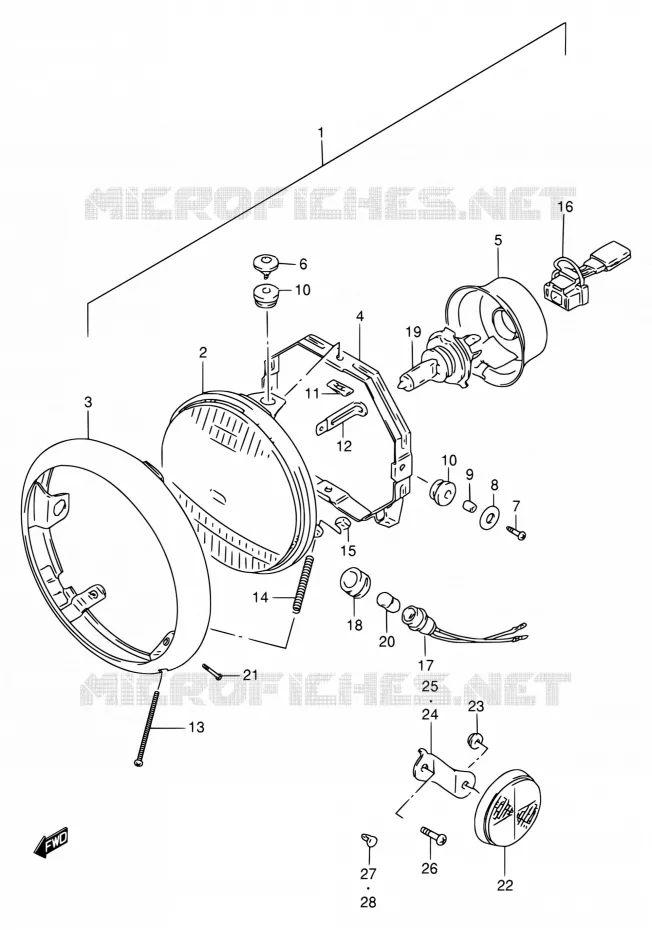 PHARE Suzuki MOTO 650 SAVAGE 2000  LS650P Y (E02,E04,E17,E18,E25,E53)