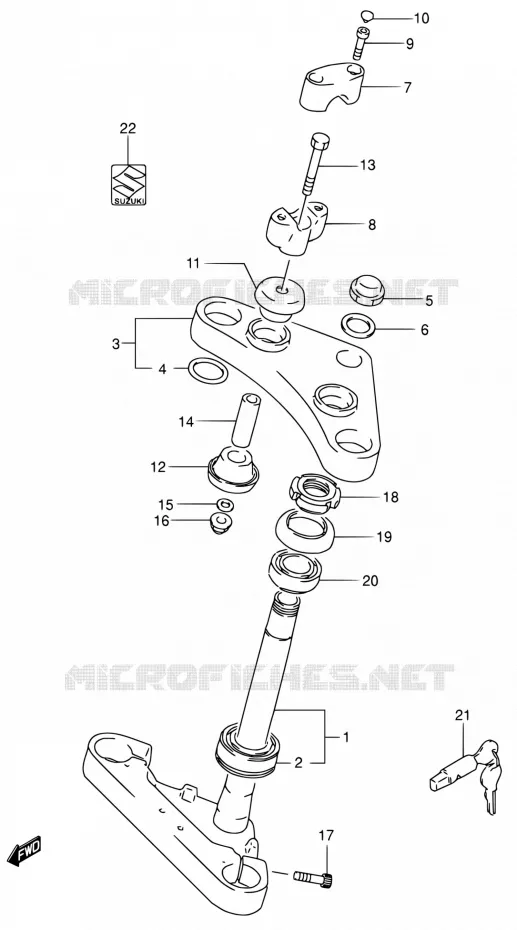 COLONNE DE DIRECTION Suzuki MOTO 650 BOULEVARD 2000  LS650P Y (E03,E28,E33)