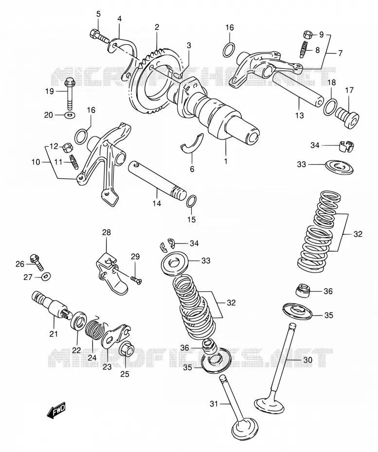 ARBRE A CAMES - VALVE Suzuki MOTO 650 SAVAGE 2000  LS650PY(E22)