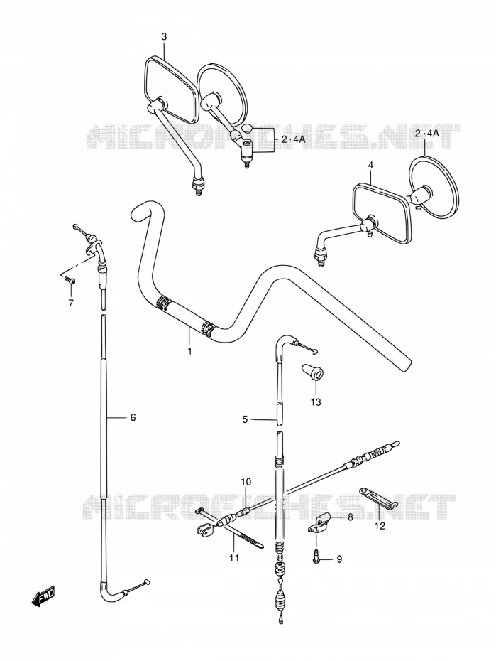 GUIDON - CABLES Suzuki MOTO 650 SAVAGE 2000  LS650PY(E22)