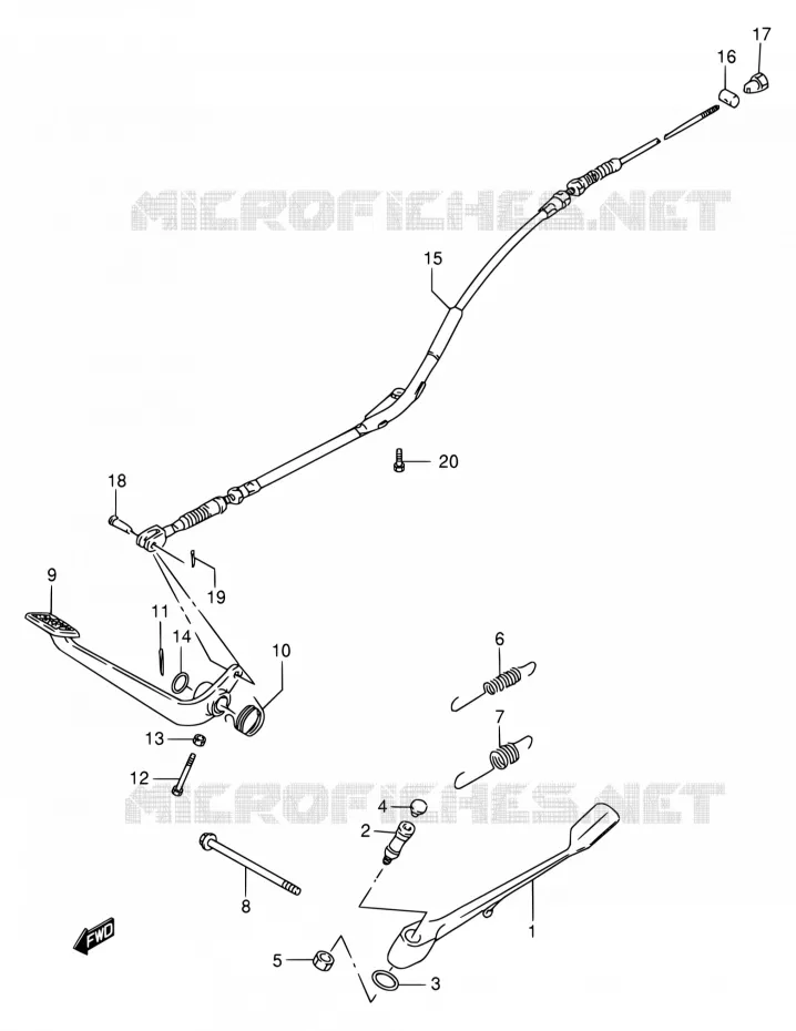 BEQUILLE - PEDALE DE FREIN ARRIERE Suzuki MOTO 650 SAVAGE 2002  LS650PK2(E22)