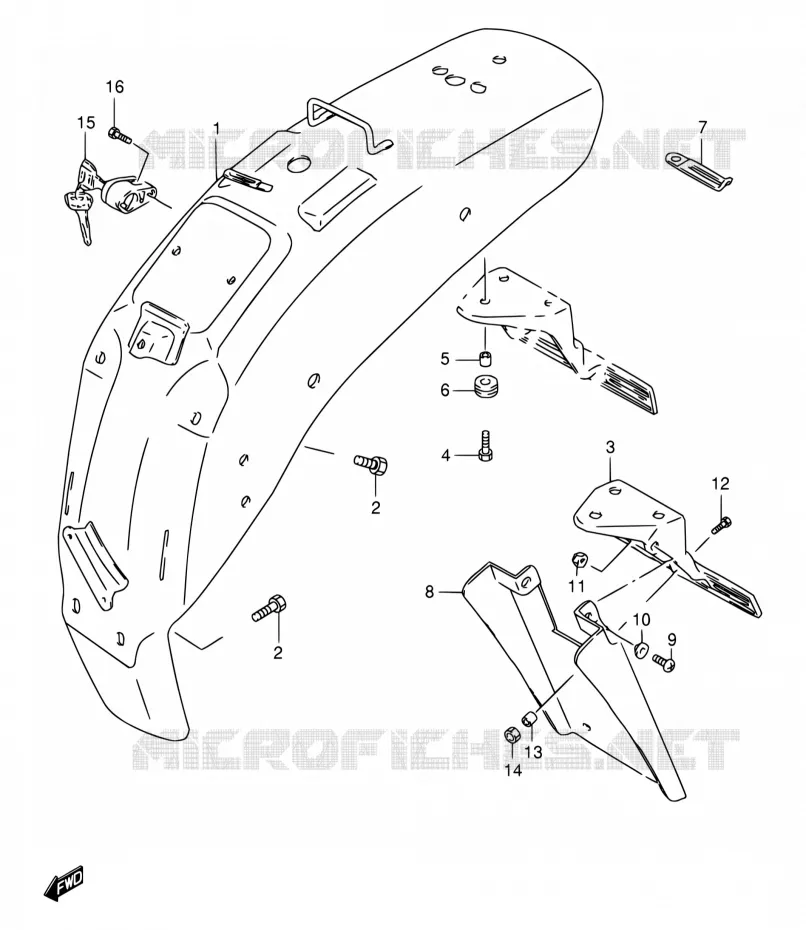 GARDE BOUE ARRIERE Suzuki MOTO 650 SAVAGE 2002  LS650PK2(E22)