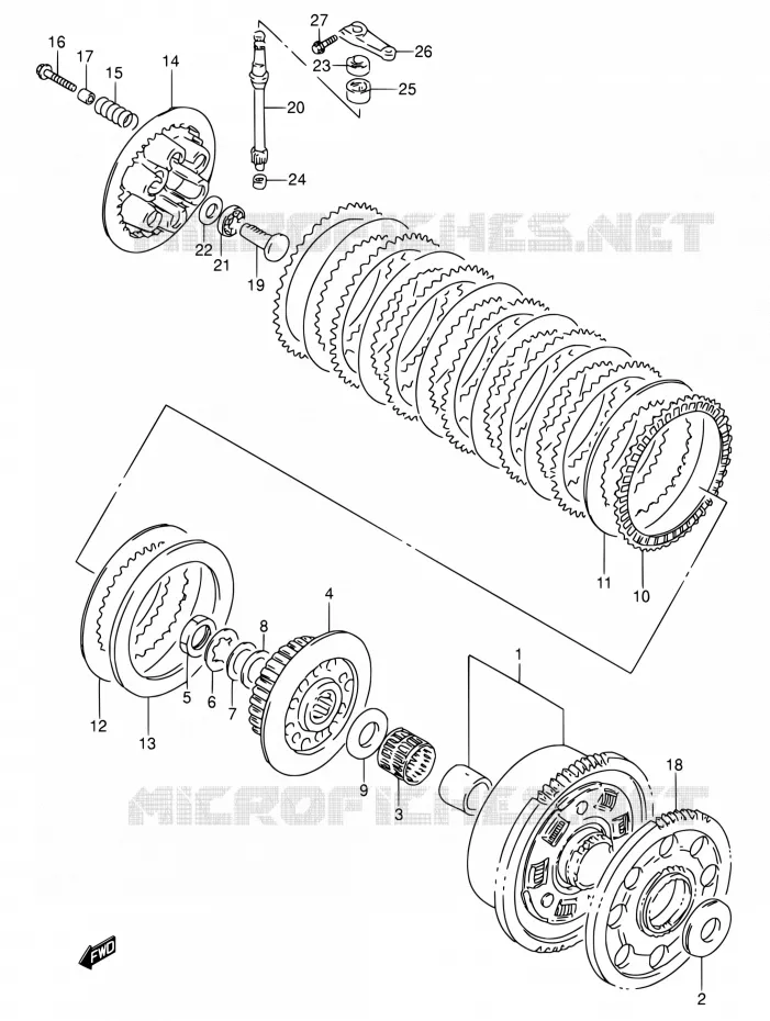 EMBRAYAGE (MODELE P/R) Suzuki MOTO 600 RF 1993  RF600RP/RF600RUP