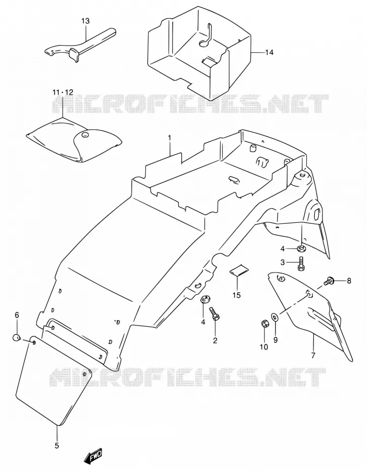 GARDE BOUE ARRIERE (MODELE P/R) Suzuki MOTO 600 RF 1993  RF600RP/RF600RUP