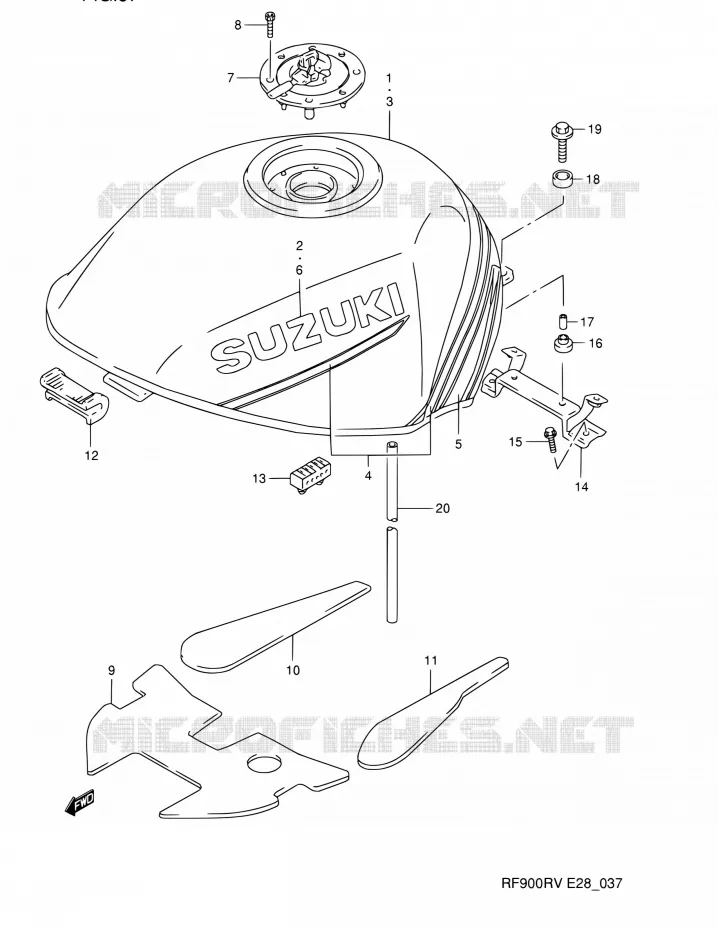 RESERVOIR D'ESSENCE (MODELE R/S) Suzuki MOTO 900 RF 1995  RF900RZ S (E03,E28,E33)