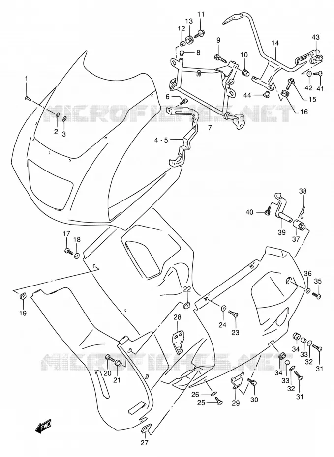 SUPPORTS / FIXATIONS CARENAGES Suzuki MOTO 125 RG 1994  RG125FU R