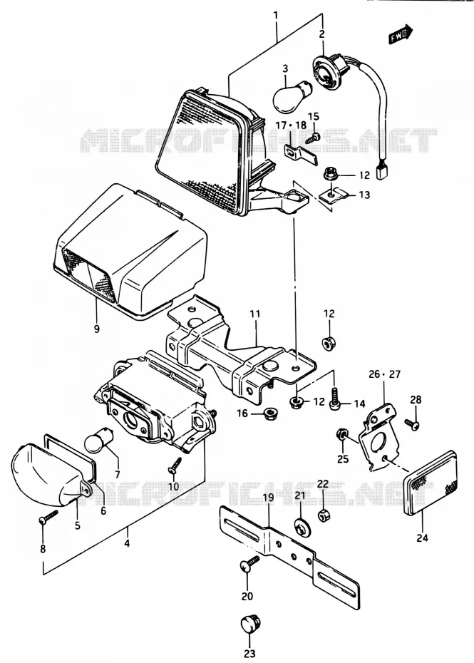 ENSEMBLE FEU ARRIERE Suzuki MOTO 250 RG 1987  RG250 H/RG250F H