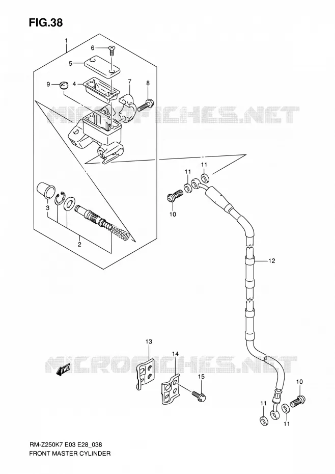 MAITRE CYLINDRE AVANT (MODEL K7) Suzuki MOTO 250 RM-Z 2007  RM-Z250 K7 (E03,E28,E33)