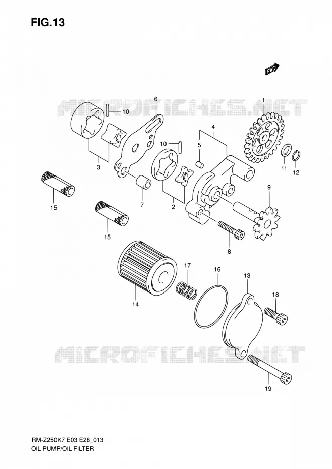 POMPE A HUILE - FILTRE A HUILE Suzuki MOTO 250 RM-Z 2009  RM-Z250 K9 (E03,E28,E33)