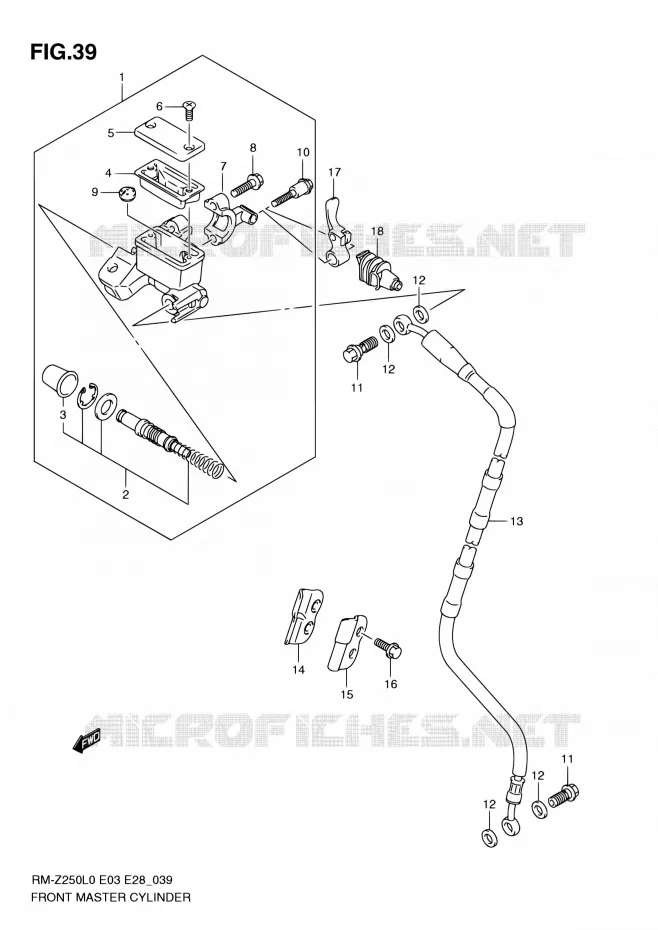 MAITRE CYLINDRE AVANT Suzuki MOTO 250 RM-Z 2010  RM-Z250 L0 (E03,E28,E33)