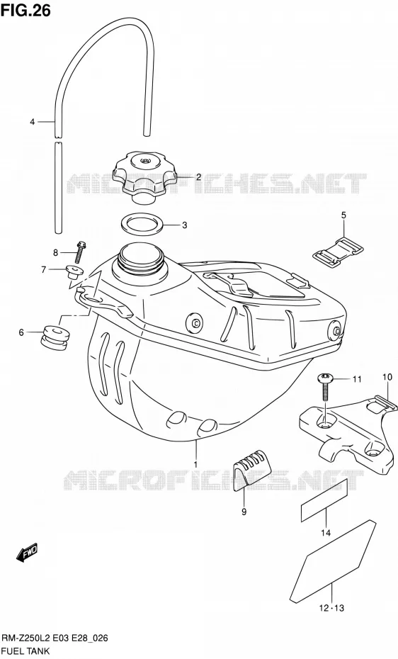 RESERVOIR D'ESSENCE Suzuki MOTO 250 RM-Z 2012  RM-Z250 L2 (E03,E28,E33)