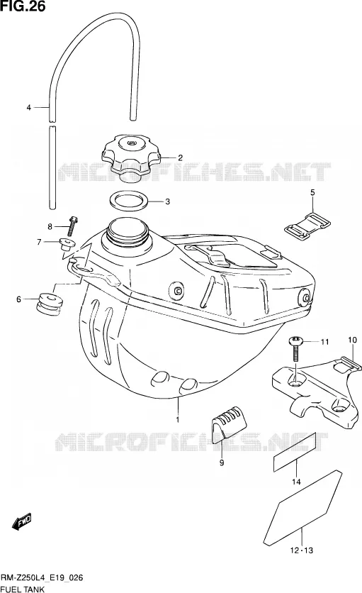 RESERVOIR D'ESSENCE Suzuki MOTO 250 RM-Z 2014  RM-Z250 L4 (E19)