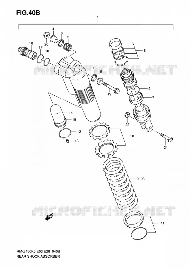 AMORTISSEUR ARRIERE (MODEL K7) Suzuki MOTO 450 RM-Z 2007  RM-Z450 K7/RM-Z450Z K7 (E03,E28,E33)