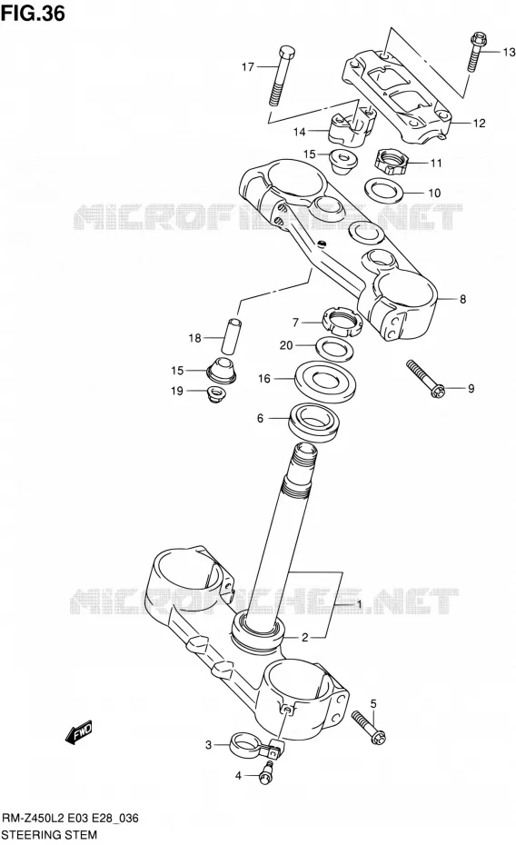 COLONNE DE DIRECTION Suzuki MOTO 450 RM-Z 2012  RM-Z450 L2 (E03,E28,E33)