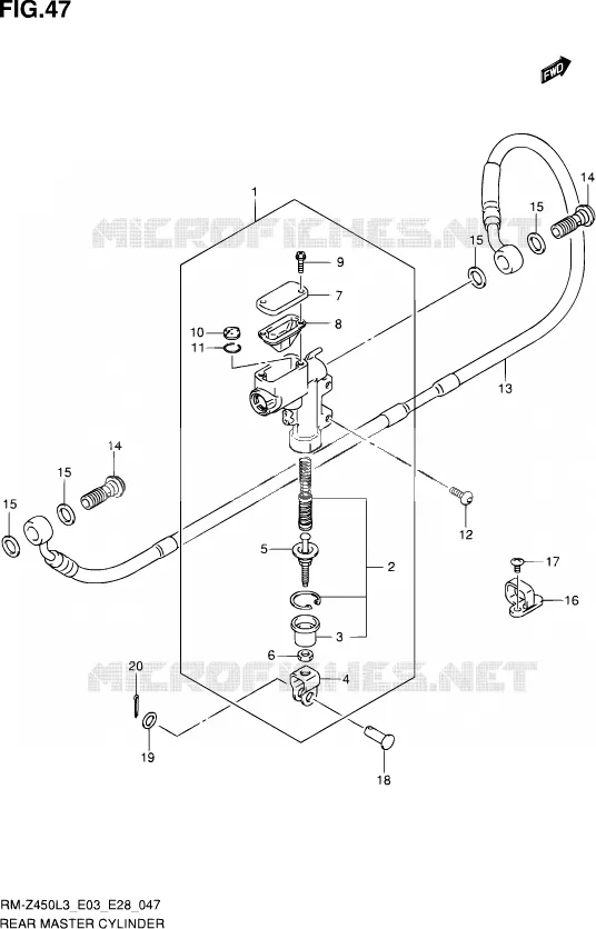 MAITRE CYLINDRE ARRIERE Suzuki MOTO 450 RM-Z 2013  RM-Z450 L3 (E03,E28,E33)