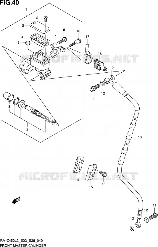 MAITRE CYLINDRE AVANT Suzuki MOTO 450 RM-Z 2013  RM-Z450 L3 (E03,E28,E33)