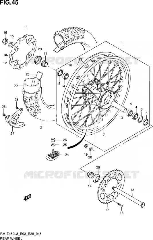 ROUE ARRIERE Suzuki MOTO 450 RM-Z 2013  RM-Z450 L3 (E03,E28,E33)