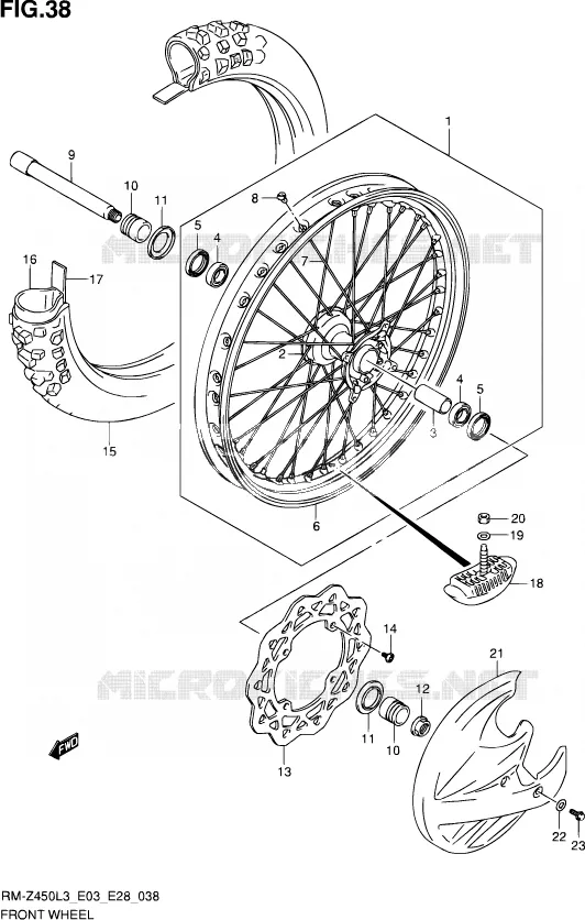 ROUE AVANT Suzuki MOTO 450 RM-Z 2013  RM-Z450 L3 (E03,E28,E33)