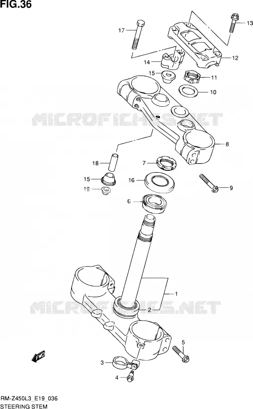 COLONNE DE DIRECTION Suzuki MOTO 450 RM-Z 2012  RM-Z450 L3 (E19)