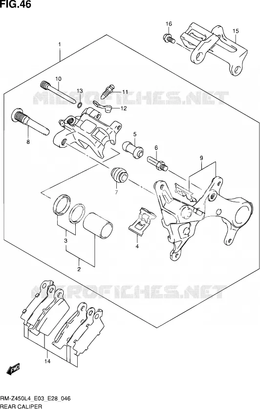 ETRIER DE FREIN ARRIERE Suzuki MOTO 450 RM-Z 2014  RM-Z450 L4 (E03,E28,E33)