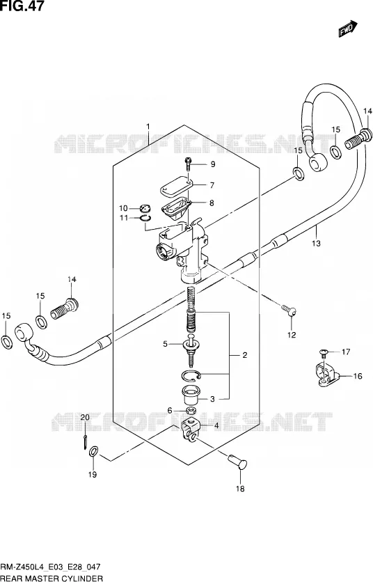 MAITRE CYLINDRE ARRIERE Suzuki MOTO 450 RM-Z 2014  RM-Z450 L4 (E03,E28,E33)