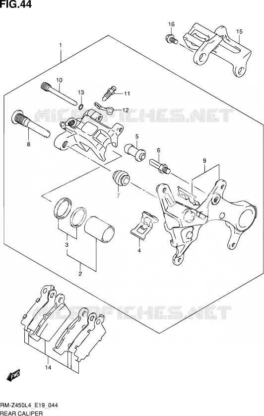 ETRIER DE FREIN ARRIERE Suzuki MOTO 450 RM-Z 2014  RM-Z450 L4 (E19)