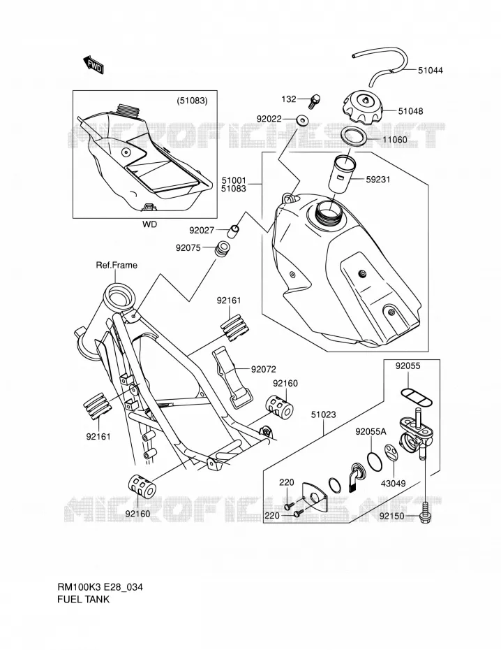 RESERVOIR D'ESSENCE Suzuki MOTO 100 RM 2004  RM100K4(E28)