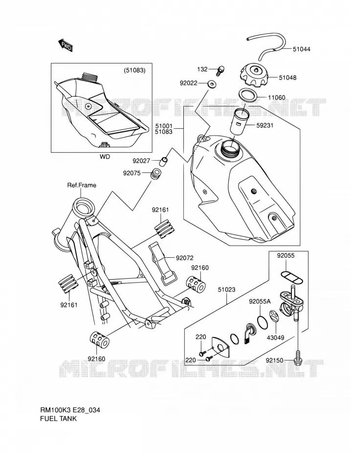 RESERVOIR D'ESSENCE Suzuki MOTO 100 RM 2004  RM100K4(E28)