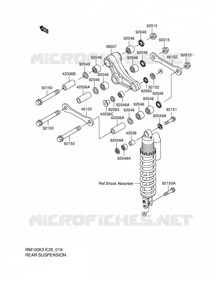 SUSPENSION ARRIERE Suzuki MOTO 100 RM 2004  RM100K4(E28)