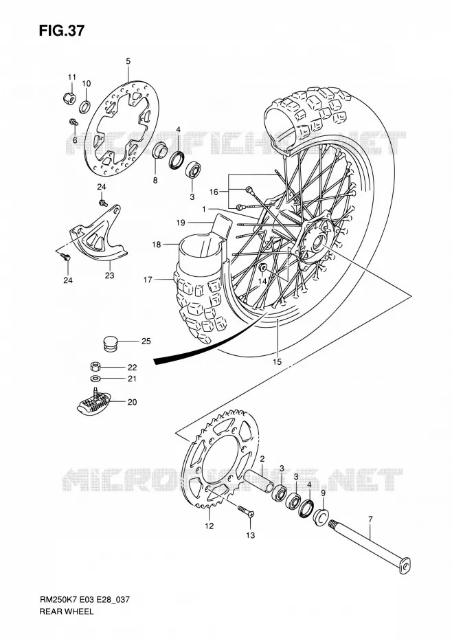 ROUE ARRIERE Suzuki MOTO 250 RM 2008  RM250 K8 (E03,E28,E33)