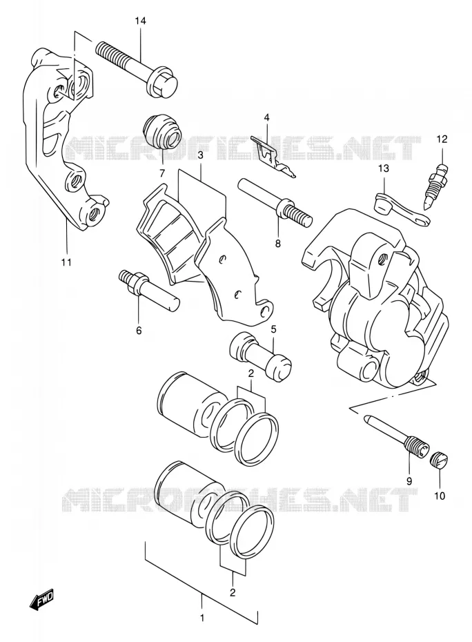 ETRIER DE FREIN AVANT Suzuki MOTO 250 RM 2000  RM250 Y (E03,E28,E33)