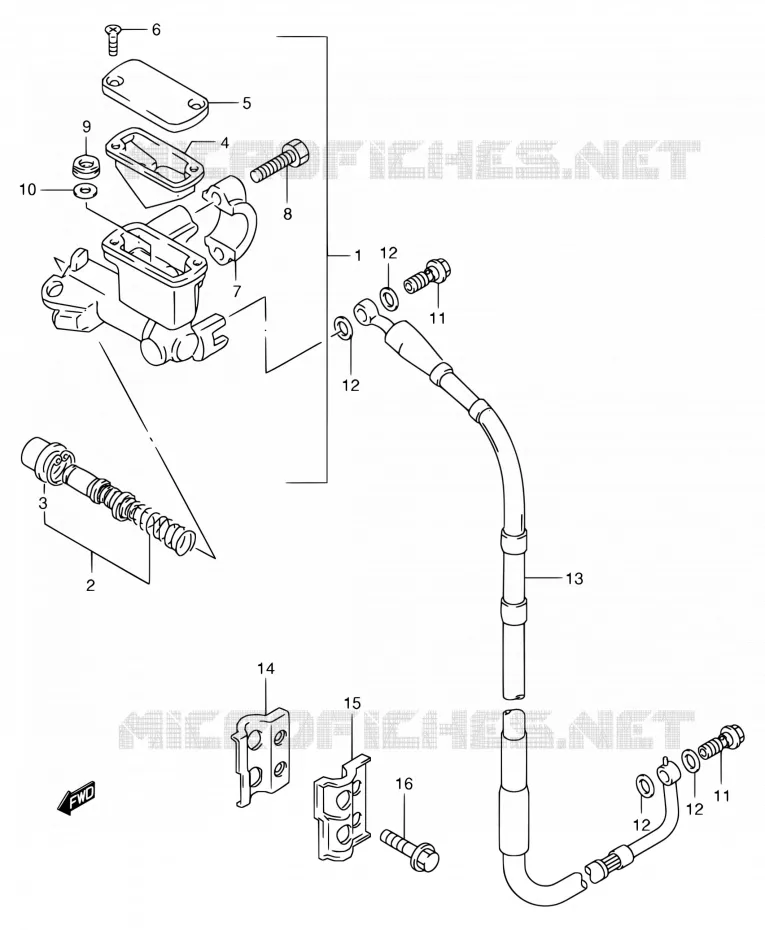 MAITRE CYLINDRE AVANT (MODELE X/Y) Suzuki MOTO 250 RM 2000  RM250 Y (E03,E28,E33)