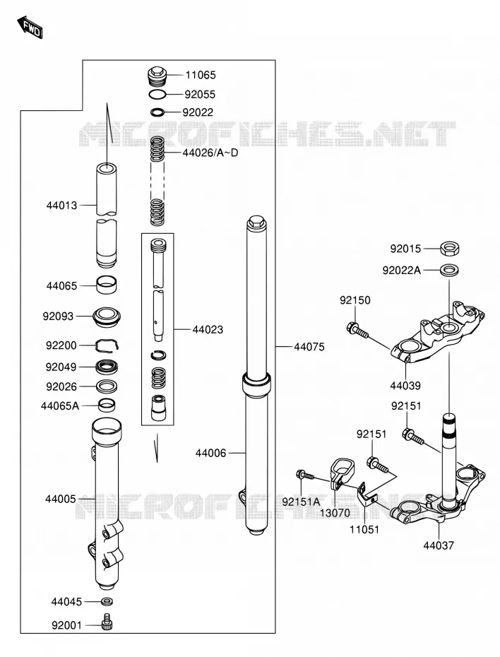 FOURCHE AVANT Suzuki MOTO 65 RM 2004  RM65K4(E03)