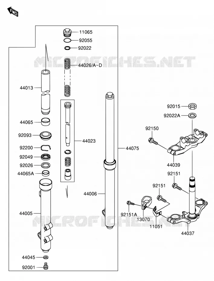 FOURCHE AVANT Suzuki MOTO 65 RM 2005  RM65K5(E03)