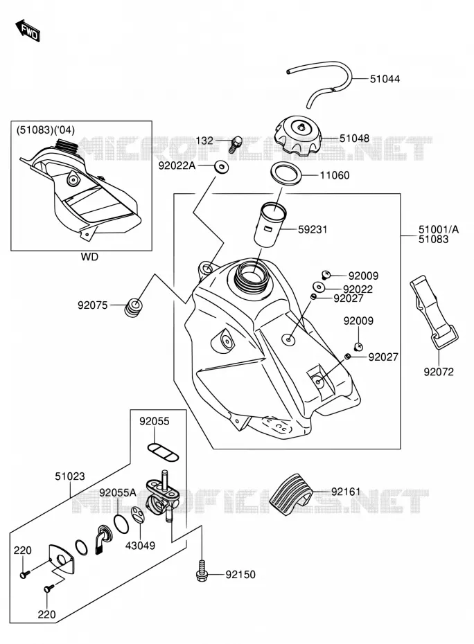 RESERVOIR D'ESSENCE Suzuki MOTO 65 RM 2005  RM65K5(E03)