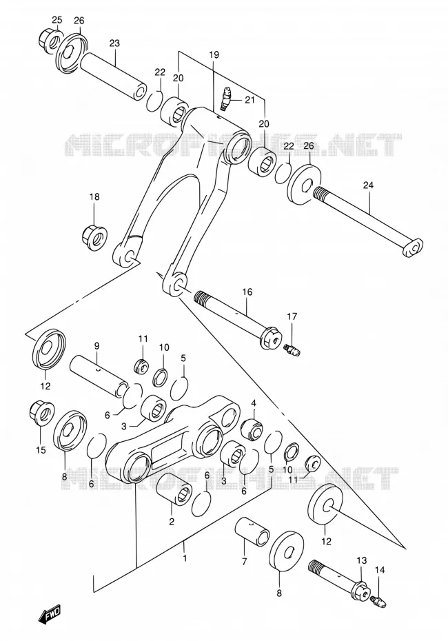 BIELLETTE D'AMORTISSEUR Suzuki MOTO 250 RMX 1998  RMX250 W (E01,P37)