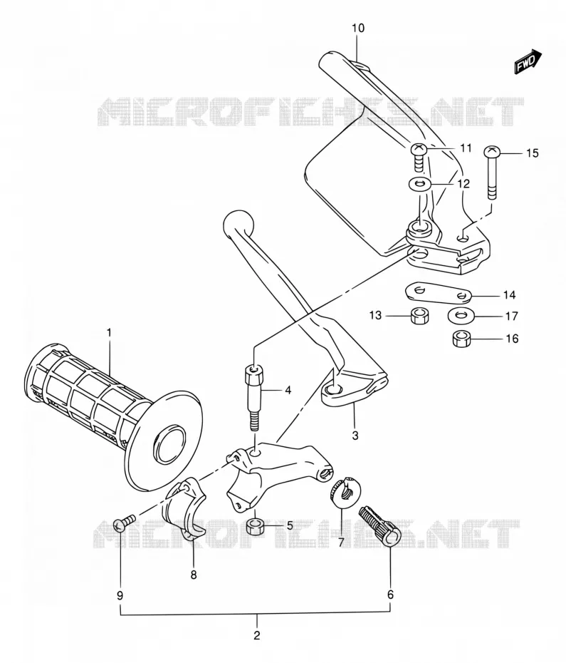 ENSEMBLE LEVIER - POIGNEE GAUCHE Suzuki MOTO 250 RMX 1998  RMX250 W (E01,P37)