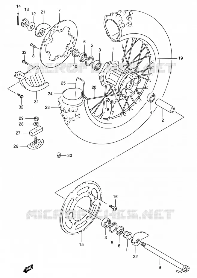 ROUE ARRIERE Suzuki MOTO 250 RMX 1999  RMX250 X (E01,P37)