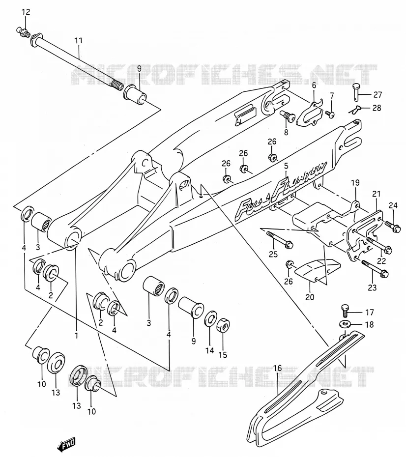 BRAS OSCILLANT ARRIERE (MODELE K/L) Suzuki MOTO 250 RMX 1990  RMX250 L (E03,E28,E33)