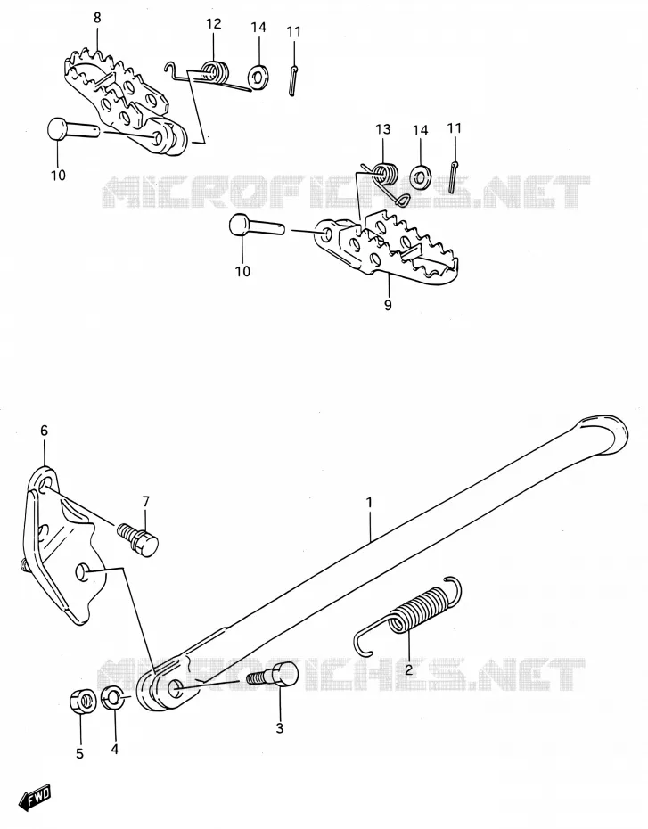 BEQUILLE - REPOSE PIED (MODELE K/L/M/N) Suzuki MOTO 250 RMX 1991  RMX250 M (E03,E28,E33)