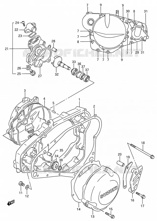 CARTER POMPE A EAU (MODELE L/M/N/P/R) Suzuki MOTO 250 RMX 1992  RMX250 N (E03,E28,E33)