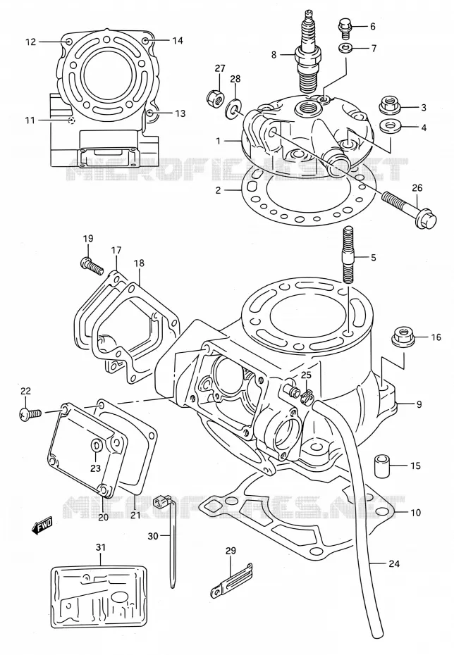 CYLINDRE Suzuki MOTO 250 RMX 1994  RMX250 R (E03,E28,E33)