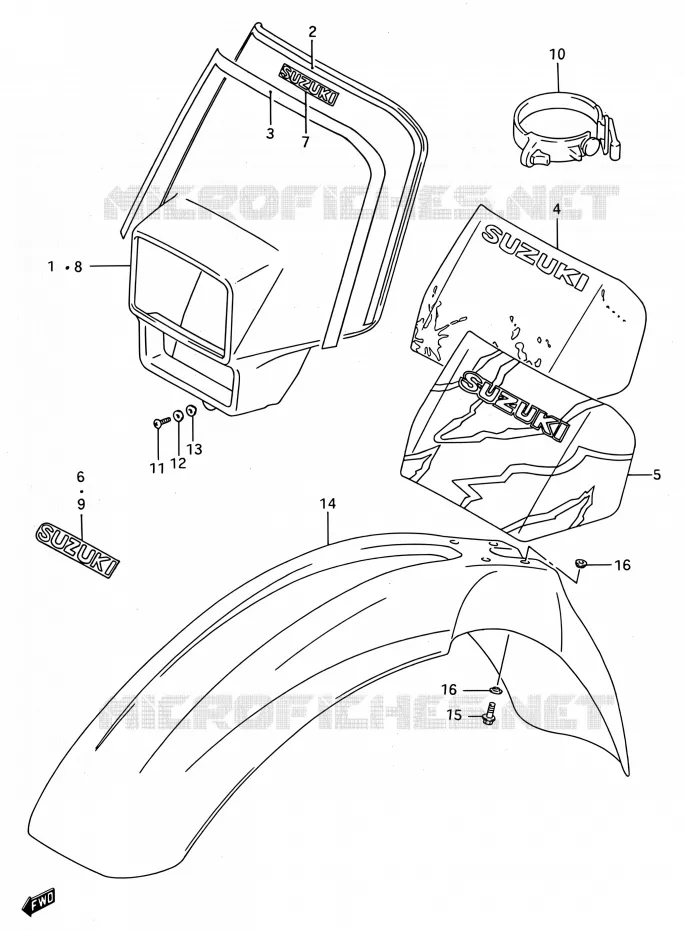 GARDE BOUE AVANT Suzuki MOTO 250 RMX 1994  RMX250 R (E03,E28,E33)